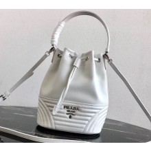 Prada Leather Bucket Bag 1BH038 White