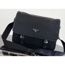 Prada Nylon and Saffiano Leather Shoulder Bag 2VD768 Black 2019