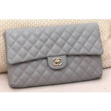 Chanel Grained Calfskin Classic Clutch Bag A57650 Gray 2019