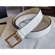 Givenchy Width 3cm Leather Belt White with Double G Buckle