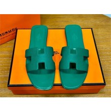 Hermes Oran Flat slippers in epsom leather vert cactus 