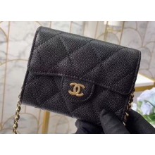 Chanel Small Clutch with Chain Bag 81465 in Grained Calfskin Black