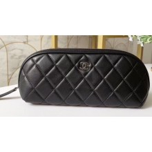 Chanel Cosmetic Case Pouch Clutch Bag A001 in Lambskin Black