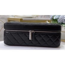 Chanel Medium Cosmetic Case Pouch Clutch Bag 31108 in Lambskin Black