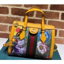 Gucci Web Ophidia GG Flora Print Small Tote Bag 547551 Yellow
