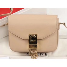 Celine Small C Bag with Pampille in Shiny Calfskin Nude 2019