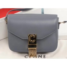 Celine Small C Bag with Pampille in Shiny Calfskin Gray 2019