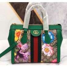 Gucci Web Ophidia GG Flora Print Small Tote Bag 547551 Green