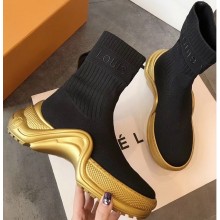 Louis Vuitton Stretch Textile LV Archlight Sneakers Boots Black/Gold