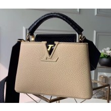 Louis Vuitton Capucines Mini Bag Python Handle and Flap N96265 Beige