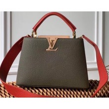 Louis Vuitton Capucines BB Bag M55359 Khaki Green/Beige/Red
