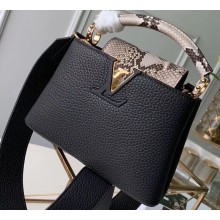Louis Vuitton Capucines Mini Bag Python Handle and Flap Black