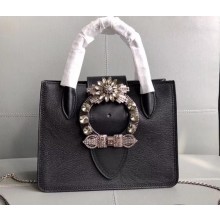 Miu Miu Madras leather Tote Bag 5BA043 Black