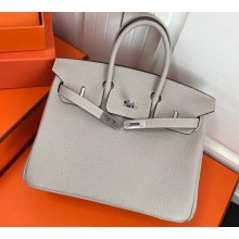Hermes Birkin 25cm Bag Pearl Gray in Togo Leather With Silver Hardware