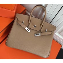 Hermes Birkin 25cm Bag Apricot in Togo Leather With Silver Hardware