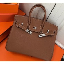 Hermes Birkin 25cm Bag Brown in Togo Leather With Silver Hardware