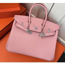 Hermes Birkin 25cm Bag Pink in Togo Leather With Silver Hardware