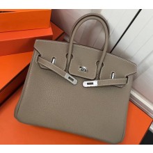 Hermes Birkin 25cm Bag Light Gray in Togo Leather With Silver Hardware