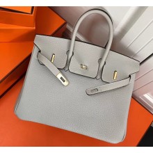 Hermes Birkin 25cm Bag Pearl Gray in Togo Leather With Gold Hardware