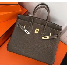 Hermes Birkin 25cm Bag Etoupe in Togo Leather With Gold Hardware