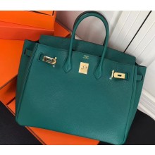 Hermes Birkin 25cm Bag Peacock Green in Togo Leather With Gold Hardware