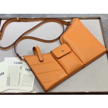 Fendi 3 Pockets Leather Messenger Mini Bag Orange 2019