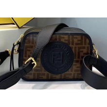 Fendi Stamp Brown Fabric FF Motif Camera Case Bag Black