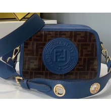 Fendi Stamp Brown Fabric FF Motif Camera Case Bag Blue