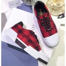 Dior D-Smash Sneakers in Tartan Fabric Black/Red 2020