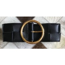 Bottega Veneta Width 6cm Belt In Intrecciato Nappa Black 2020