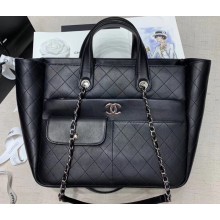 Chanel Large Zipped Shopping Tote Bag AS1300 Black 2020