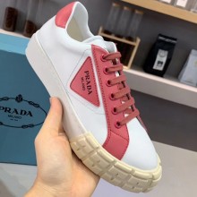 Prada Gabardine Fabric Low-top Sneakers White/Pink 2020