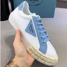 Prada Gabardine Fabric Low-top Sneakers White/Blue 2020