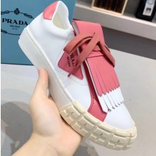 Prada Gabardine Fabric Fringe Low-top Sneakers White/Pink 2020