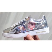 Louis Vuitton Frontrow Sneakers Floral Print Silver