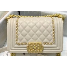 Chanel Boy Flap Small Bag with Chain Trim Beige Cruise 2020