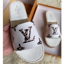 Louis Vuitton Monogram Leopard Print Espadrilles Slipper Sandals White 2020
