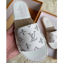 Louis Vuitton Monogram Espadrilles Slipper Sandals White/Silver Logo 2020