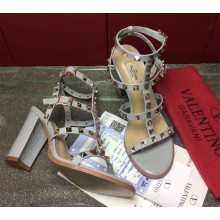 Valentino cage Rockstud patent calfskin Sandals baby blue 9.5cm