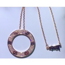 Cartier Real 18k love necklace diamond-paved Pink Gold