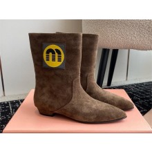 MIU MIU ANKLE BOOTS IN BROWN SUEDE LEATHER 2024