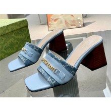 Gucci Signoria slide sandal in blue leather 786595 2024