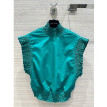 LOUIS VUITTON RUFFLE TRIM TOP GREEN 2023 