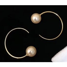 Celine Dot Large Hoops Earrings in Glass Pearl Gold 2018