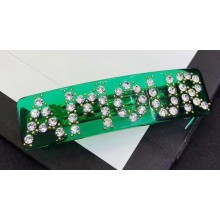 Gucci Crystal "Amour" Single Hair Barrette Green 2019