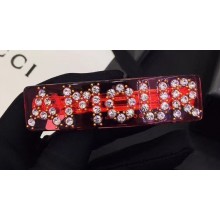 Gucci Crystal "Amour" Single Hair Barrette Red 2019