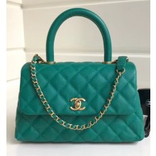 Chanel Caviar Leather Small Cocohandle Chain Bag Light Green 
