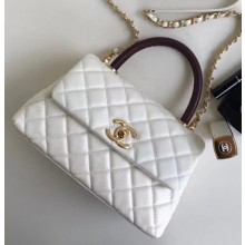 Chanel Caviar Leather Small Cocohandle Chain Bag White