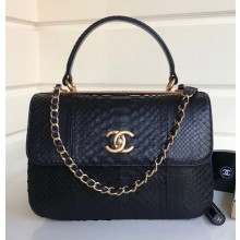 Chanel Python Trendy CC Small Flap Top Handle Bag A92236/A92723 Black 2018