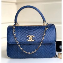Chanel Python Trendy CC Small Flap Top Handle Bag A92236/A92723 Royal Blue 2018
